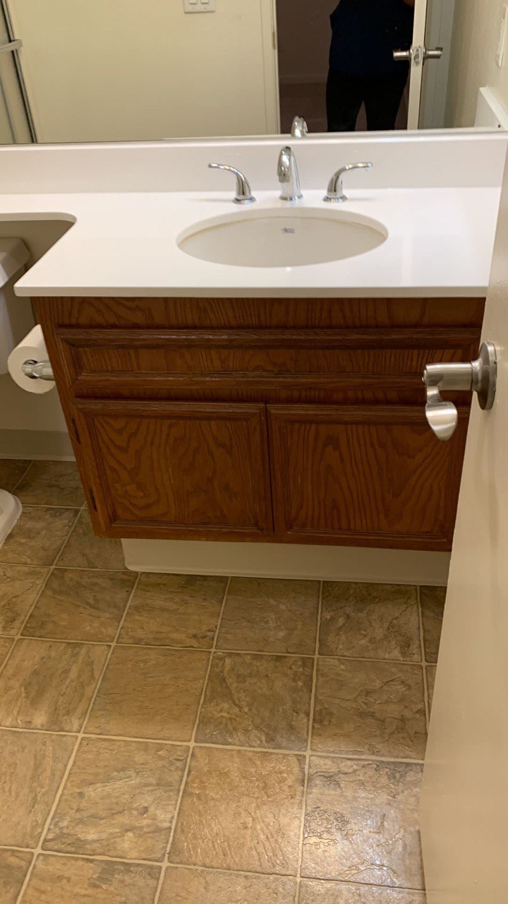 Cleaned bathroom vanity and tile floor in San Diego