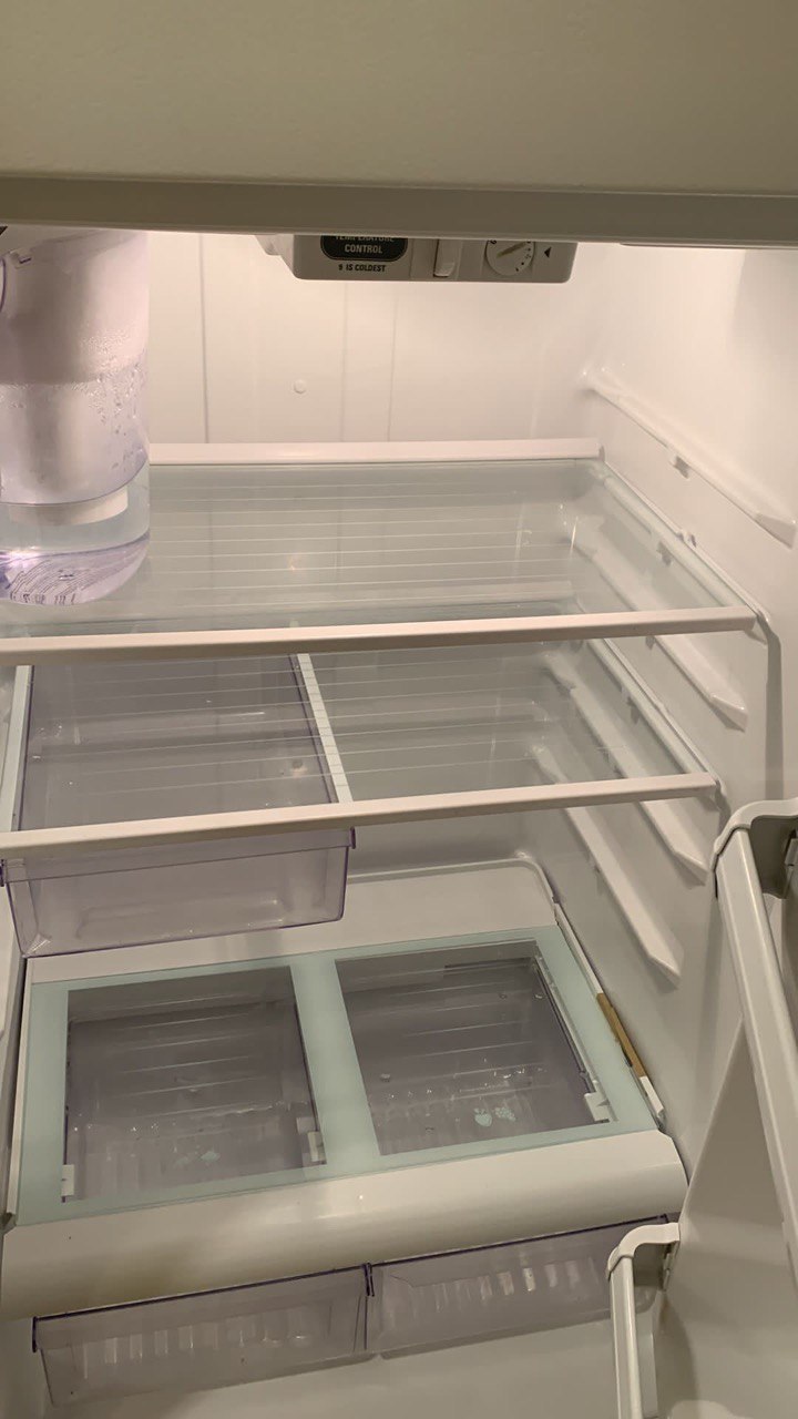Spotless refrigerator interior after a deep clean in San Diego